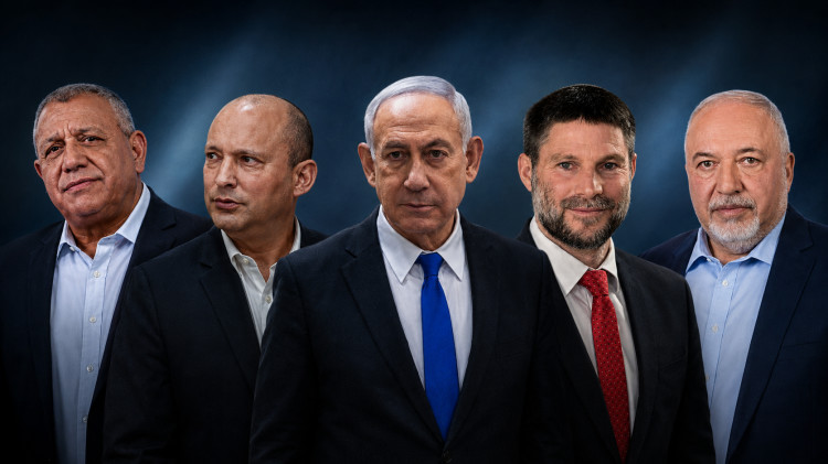 אביגדור ליברמן, בצלאל סמוטריץ', בנימין נתניהו, נפתלי בנט, גדי איזנקוט (צילום: פלאש 90)