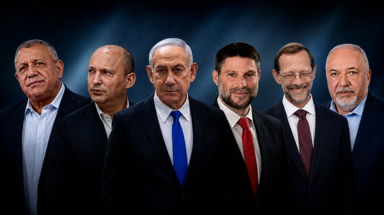 אביגדור ליברמן, בצלאל סמוטריץ', בנימין נתניהו, נפתלי בנט, גדי איזנקוט, משה פייגלין (צילום: פלאש 90,אבשלום שושני)