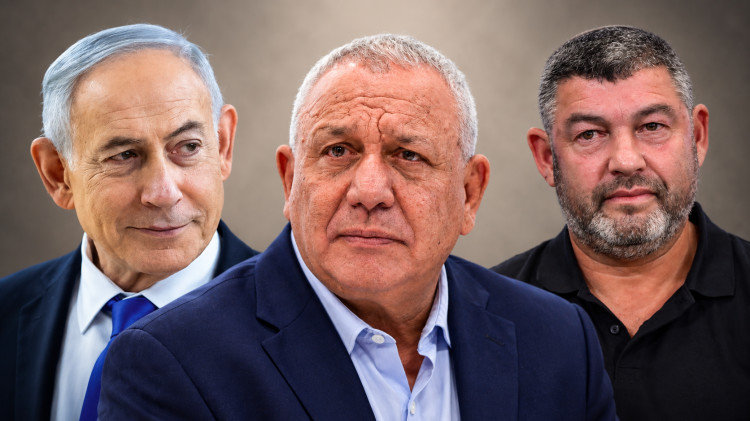 עופר וינטר, גדי איזנקוט, בנימין נתניהו (צילום: פלאש 90)
