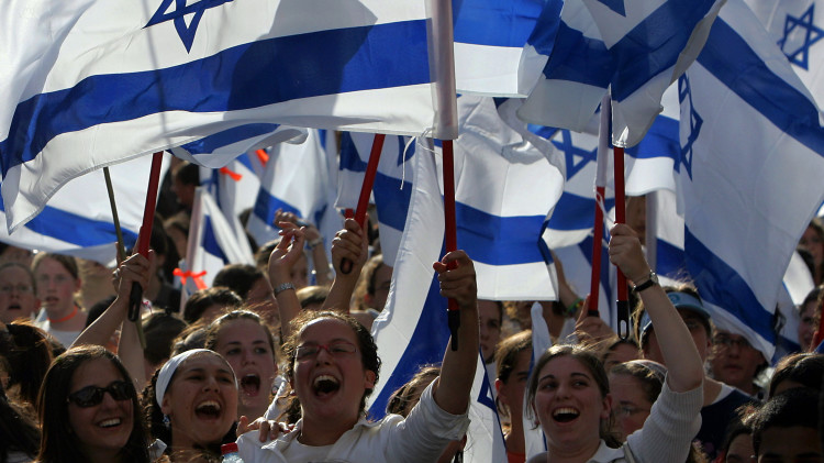 ישראלים עם דגל ישראל (צילום: REUTERS/Eliana Aponte)