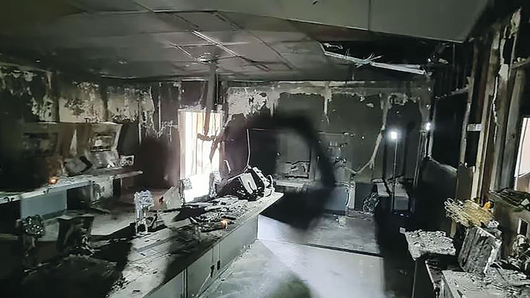 חמ"ל התצפיתניות השרוף בנחל עוז  (צילום: אייל אשל)