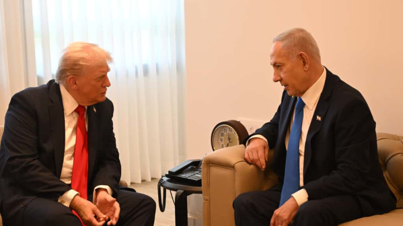 נתניהו וטראמפ במשכן הכנסת  (צילום: אבי אוחיון לעמ)