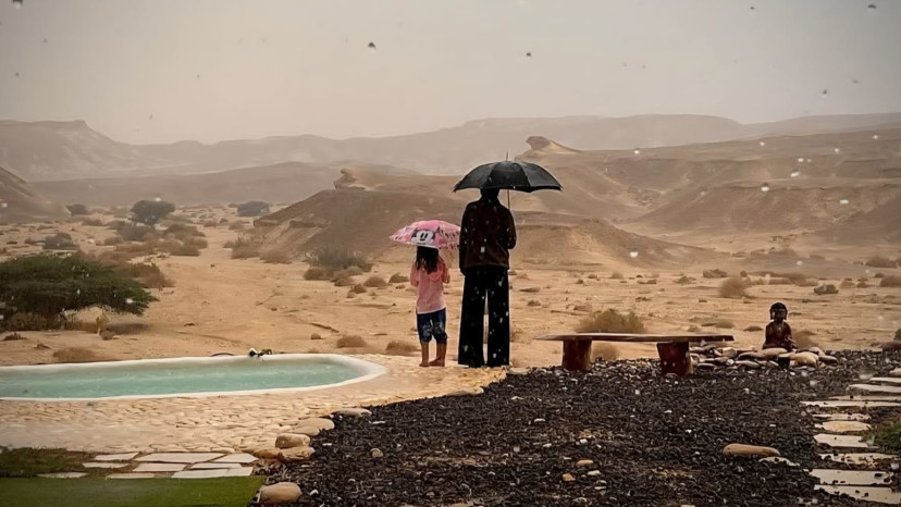 שיטפון בנחל שלהב בערבה התיכונה (צילום: נגה גיבורי)