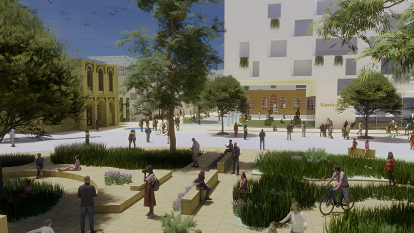 הדמיה של התוכנית לבסיס מטה פיקוד הדרום בבאר שבע (צילום: באדיבות אירית צרף - אדריכלות ובינוי ערים)