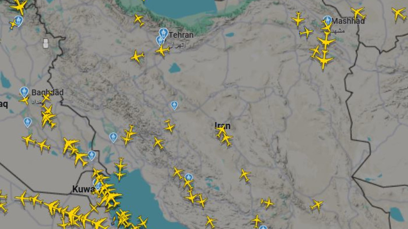 חזרת הטיסות לשמי איראן, 15.01.26 (צילום: flightradar24)