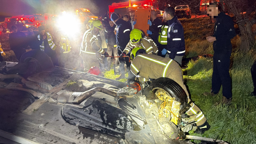 רכב הדרדר בכביש 6 (צילום: תיעוד מבצעי מד"א)