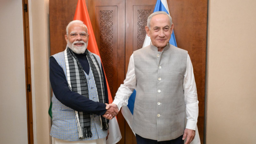 בלבוש הודי מסורתי: ראש הממשלה נתניהו נועד עם ראש הממשלה מודי לקראת ארוחת הערב המשותפת (צילום: מעיין טואף/לע״מ)