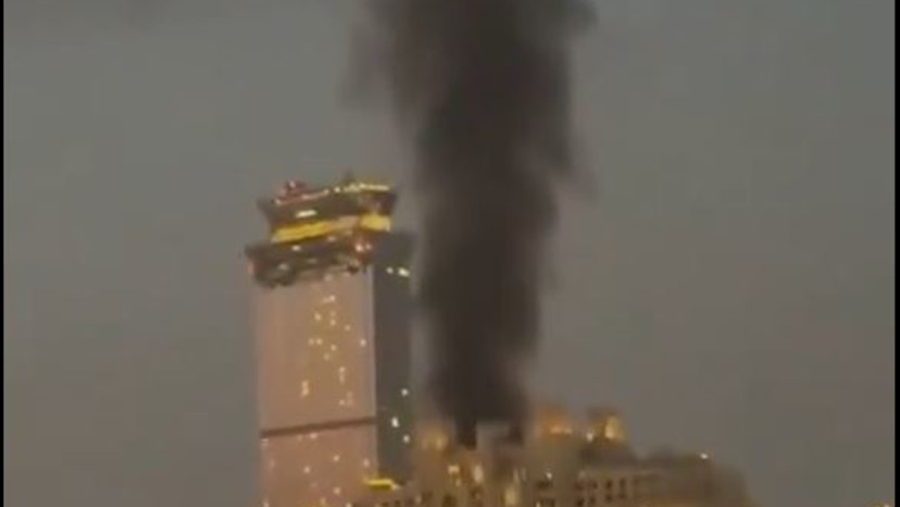 פגיעת המלון בדובאי (צילום: רשתות ערביות)