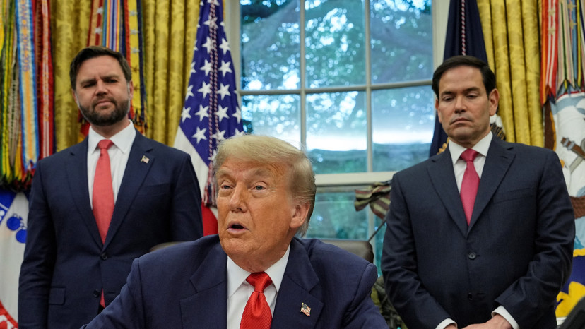 מרקו רוביו, דונלד טראמפ, ג'יי. די. ואנס (צילום: רויטרס)