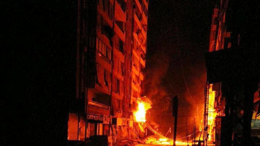 תקיפה בביירות (צילום: רשתות ערביות)