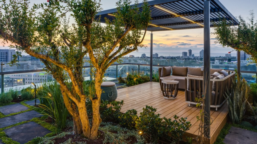 מרפסת, כרכום עיצוב נוף   (צילום: ליאור טייטלר)