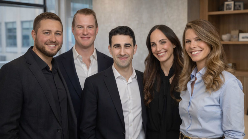 מימין: ליטל לשם, לי מוזר, דן פישר, ניק פומפאו, כריסיטיאן שנדלר (צילום: Protego)