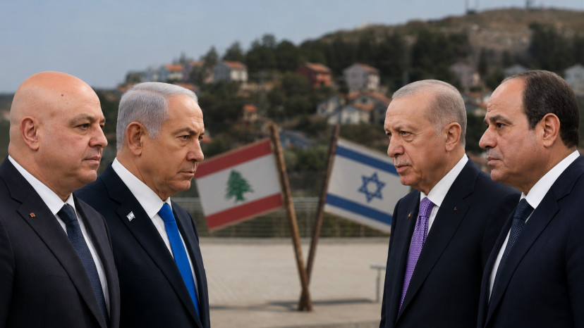 ארדואן וא-סיסי, נתניהו ועאון. ההסכם בלבנון (צילום: רויטרס)