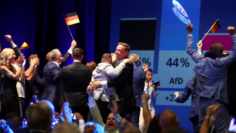 חגיגות מפלגת AFD לאחר הניצחון בבחירות (צילום: רויטרס)
