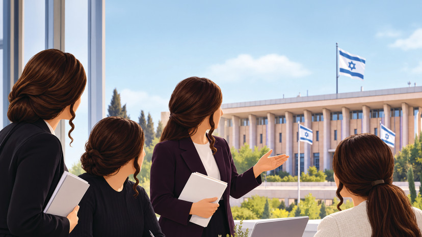 נשים חרדיות בכנסת (צילום: בינה מלאכותית)