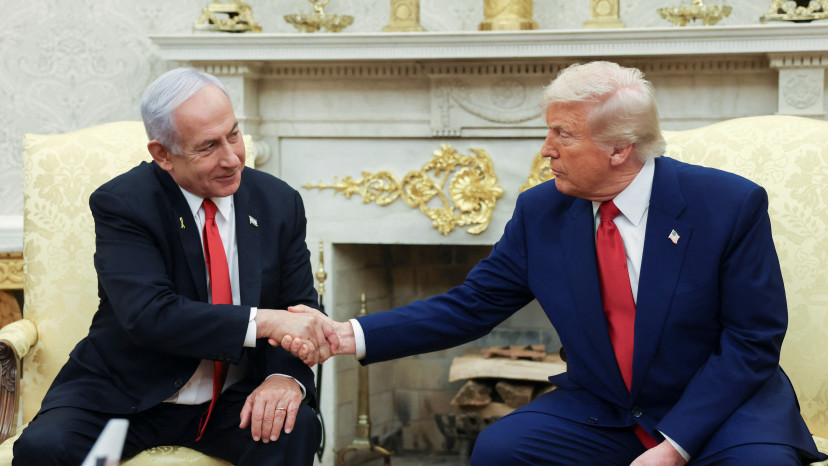 ביבי נתניהו ודונלד טראמפ בפגישתם בבית הלבן (צילום: REUTERS)