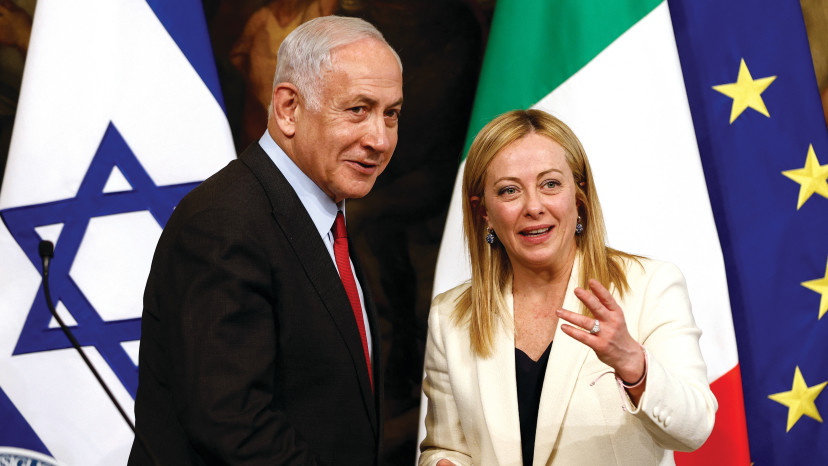 נתניהו וג'ורג'יה מלוני במהלך ביקור באיטליה, מרץ 2023 (צילום: רויטרס)