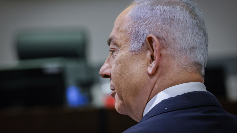 בנימין נתניהו בבית המשפט (צילום: חיים גולדברג פלאש 90)