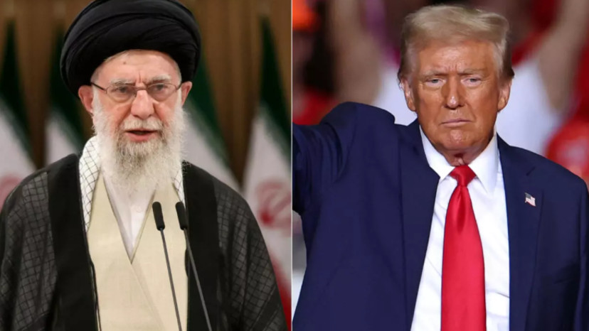 דונלד טראמפ ועלי חמינאי (צילום: צילום מסך, שימוש לפי סעיף 27א' לחוק זכויות יוצרים)