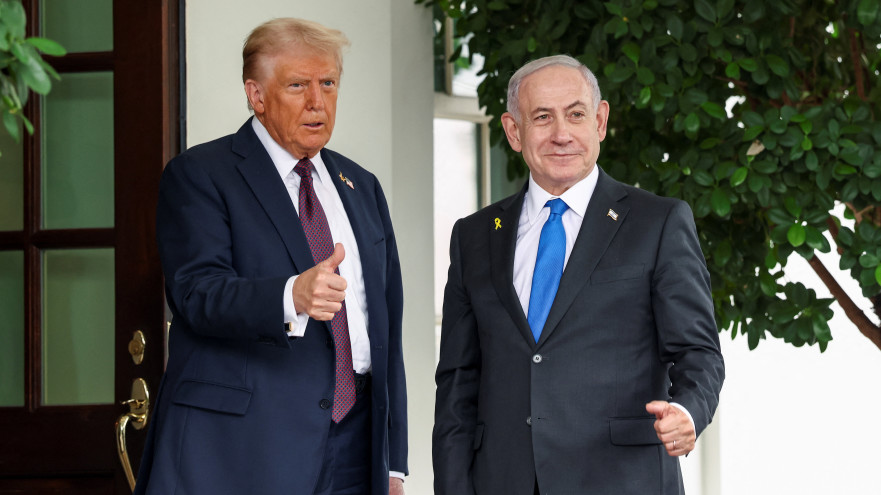 בנימין נתניהו, דונלד טראמפ (צילום: REUTERS/Kevin Lamarque)