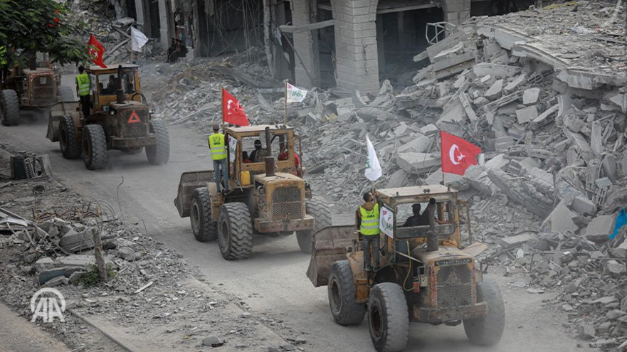 כלים הנדסיים של טורקיה בתוך רצועת עזה , שיקום הרצועה (צילום: סוכנות הידיעות הטורקית "אנאדולו")