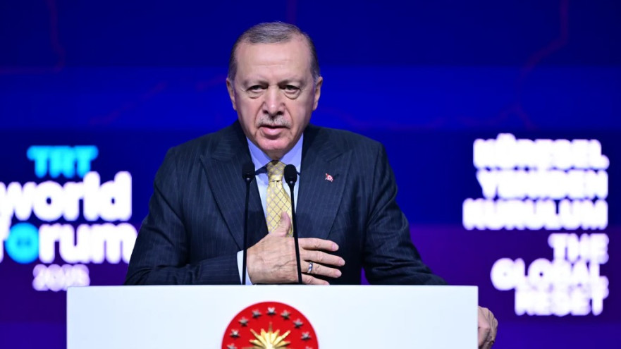 נשיא טורקיה רג’פ טאיפ ארדואן בפורום TRT World 2025 באיסטנבול (צילום: צילום מסך לפי סעיף 27א)