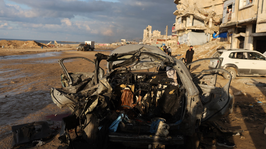 זירת החיסול ברצועת עזה (צילום: Abood Abusalama / Middle East Images / AFP via Getty Images)