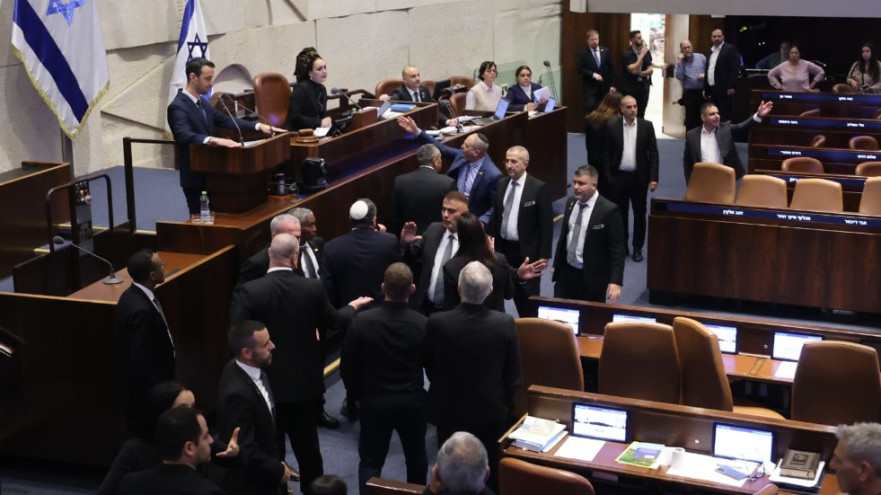 מהומה במליאה רגע לפני ההצבעה על חוק קלנר (צילום: מארק ישראל סלם)