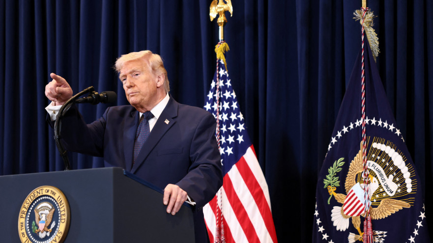 דונלד טראמפ במסיבת העיתונאים (צילום: רויטרס)