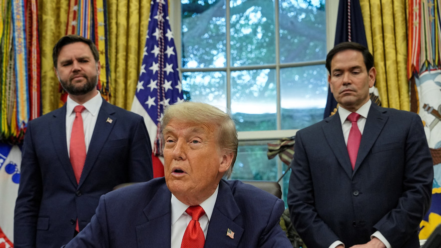 מרקו רוביו, דונלד טראמפ, ג'יי. די. ואנס (צילום: רויטרס)