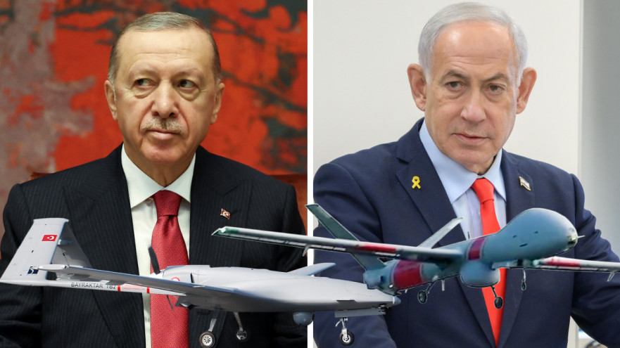 נתניהו, ארדואן, הרמס 1200, באירקטאר TB2 (צילום: רויטרס,אלביט מערכות,wikipedia,מעיין טואף/לע״מ)