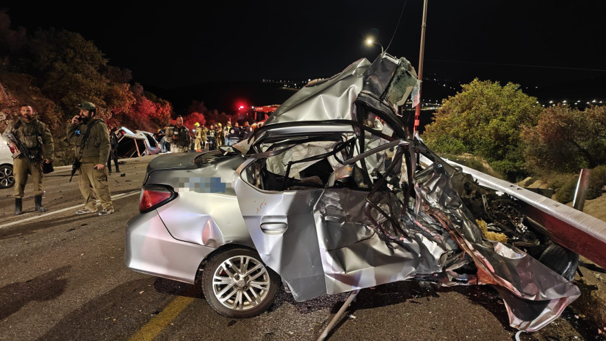 רכב מרוסק בתאונה ביהודה ושומרון (צילום: תיעוד מבצעי מד"א)