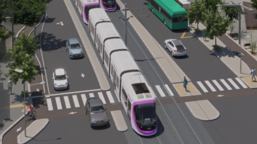 הקו הסגול הרכבת הקלה הדמייה (צילום: אתר נת"ע,נת"ע)