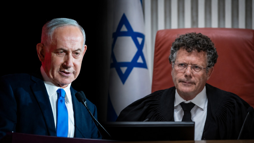 יצחק עמית ובנימין  נתניהו (צילום: חיים גולדברג פלאש 90)