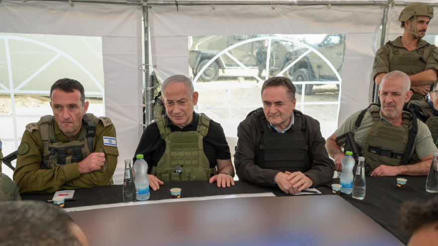 רונן בר, ישראל כ"ץ, בנימין נתניהו, הרצי הלוי (צילום: מעיין טואף, לע"מ)