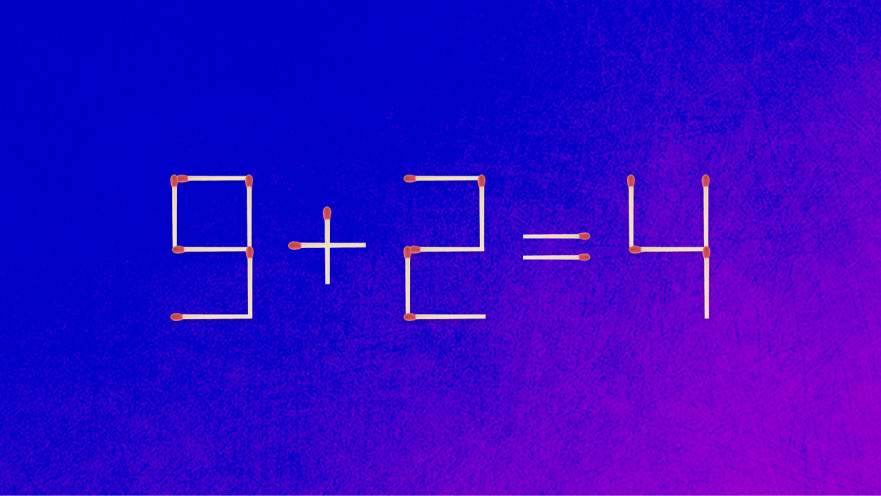 האם תצליחו לפתור את המשוואה באמצעות הזזת גפרור אחד בלבד?