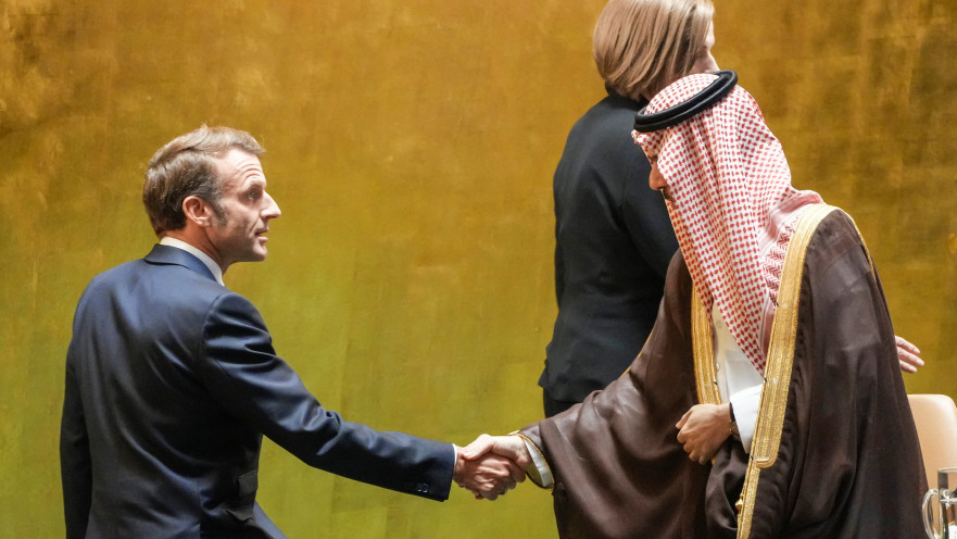 פייסל בן פרחאן, עמנואל מקרון בוועידה באו"ם