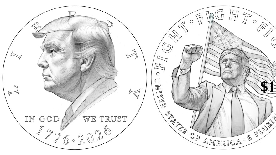 טיוטת המטבע שעליה מוטבע דונלד טראמפ