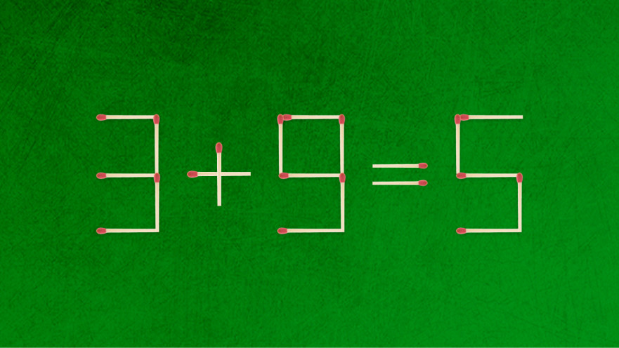 האם תצליחו לפתור את המשוואה באמצעות הזזת גפרור אחד בלבד?