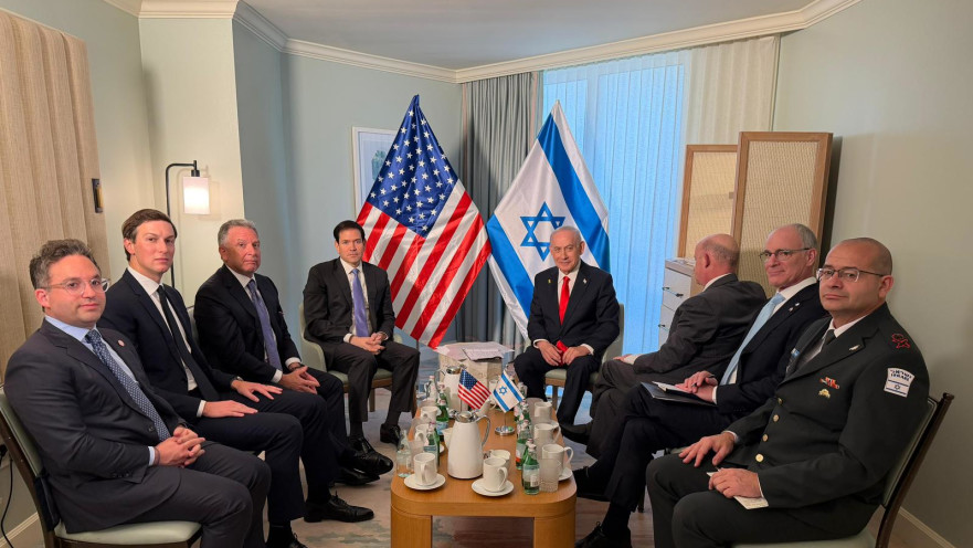 בנימין נתניהו בפגישה עם מרקו רוביו, סטיב וויטקוף וג׳ארד קושנר