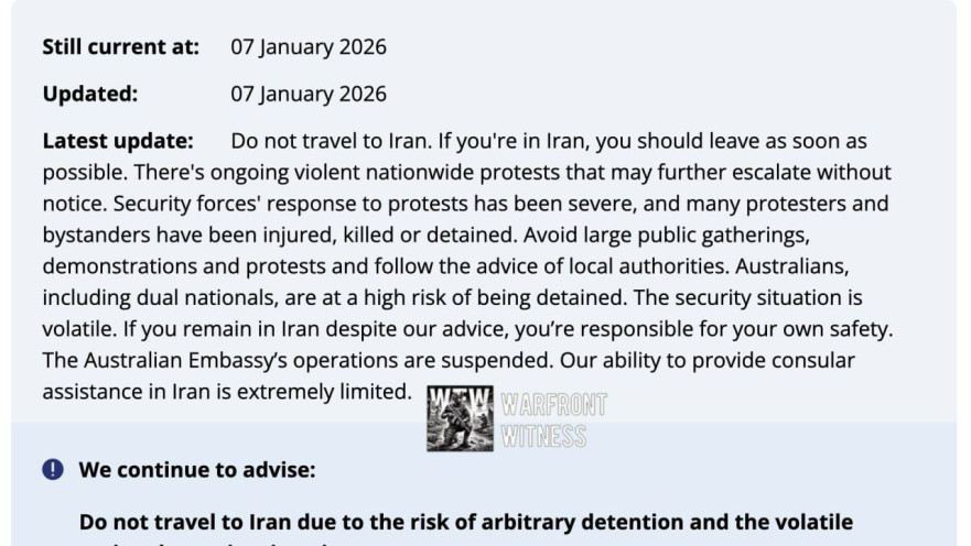 אוסטרליה קוראת לאזרחיה לצאת מאיראן באופן מיידי