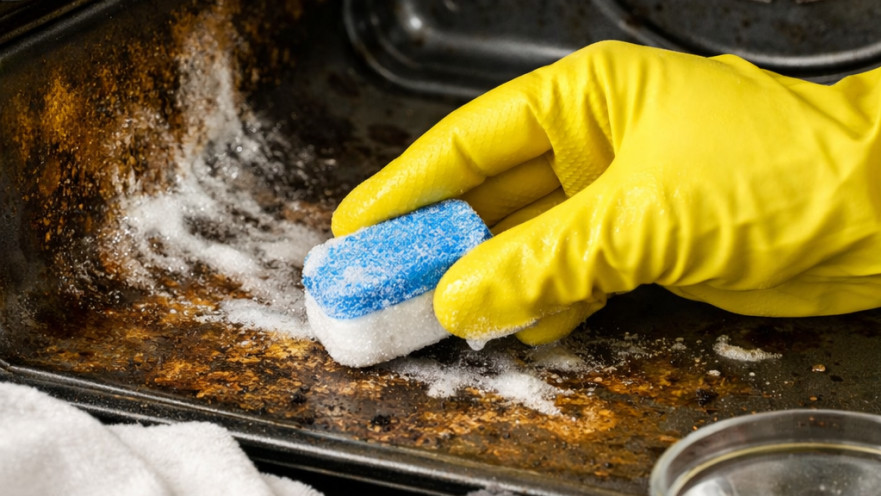 ניקוי תנור עם טבלית למדיח