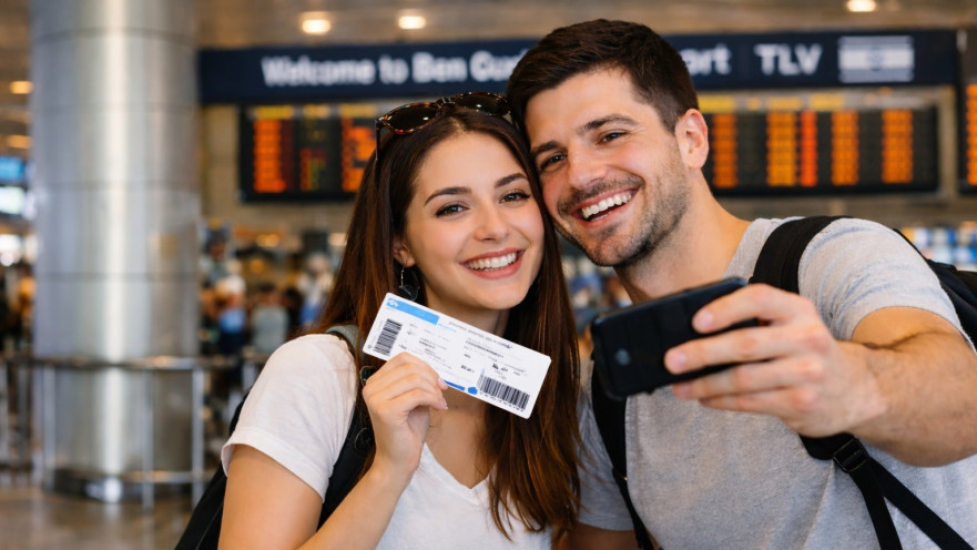 זוג מצטלם עם הכרטיס. המידע שלכם בסכנה