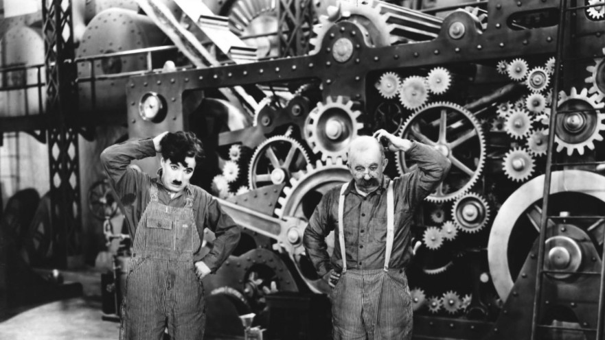 צ'ארלי צ'פלין בסרט "זמנים מודרנים"