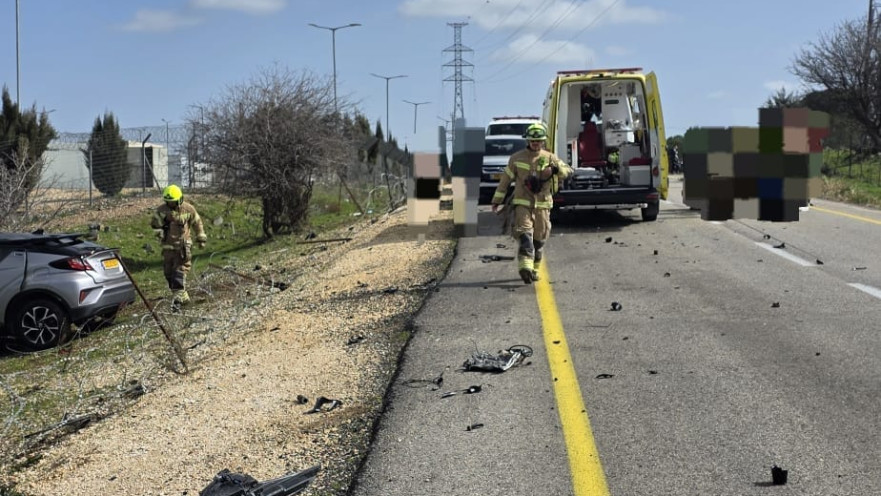 זירת התאונה בכביש 959, רוכב אופנוע כבן 26 נהרג