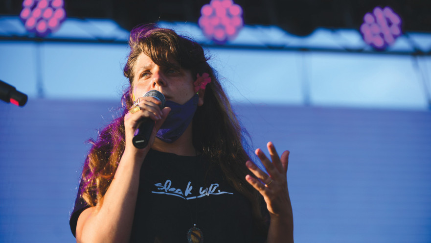 דפני ליף בהפגנה תל אביב 2020