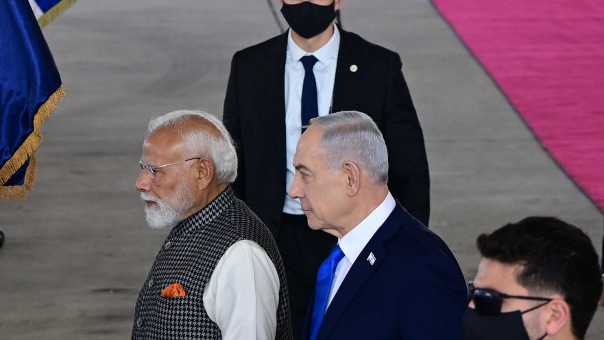 נרנדרה מודי ובנימין נתניהו בביקור בישראל
