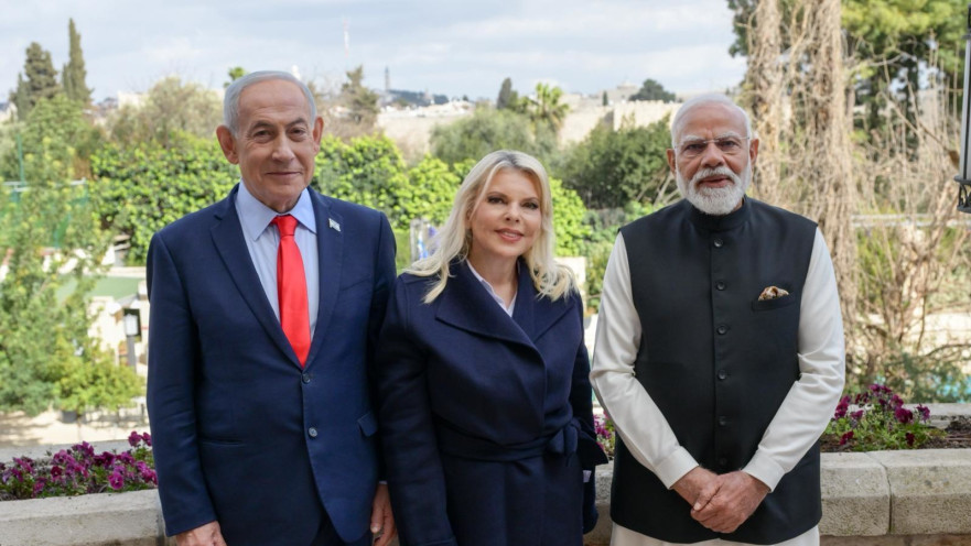 בנימין נתניהו ושרה נתניהו עם ראש ממשלת הודו נרנדרה מודי