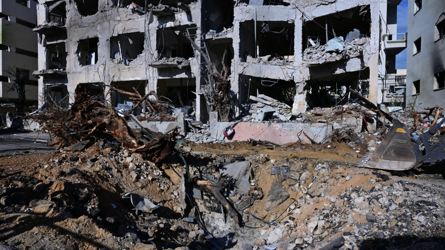 זירת נפילת הטיל האיראני בתל אביב