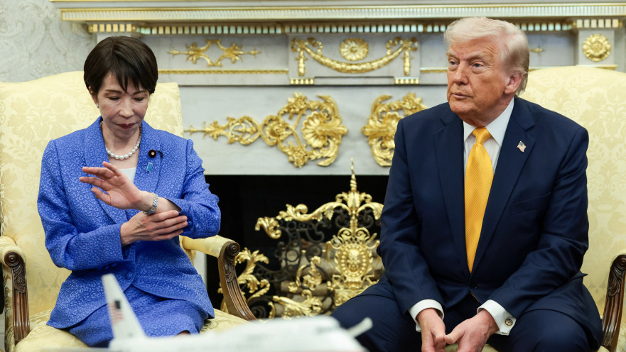 נשיא ארצות הברית דונלד טראמפ וראש ממשלת יפן סנאה טאקאיצ'י